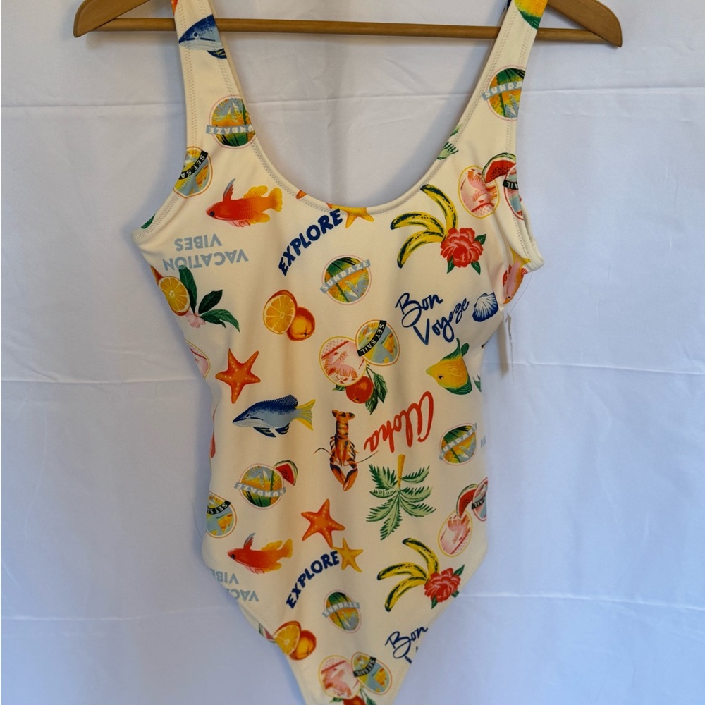 Old Navy Cream Tropical Print Women's One Piece, size M, NWT